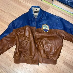 Pelle Pelle brown and blue leather jacket